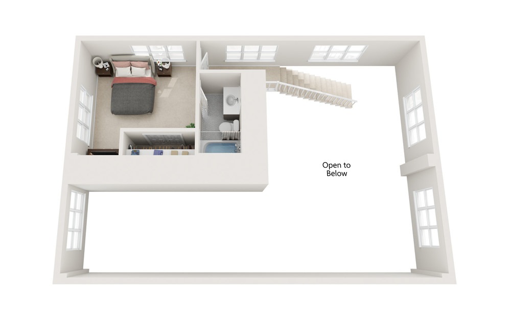Maintenance – 103 - 3 bedroom floorplan layout with 3 bathrooms and 1859 square feet (Upper Level, 3D)